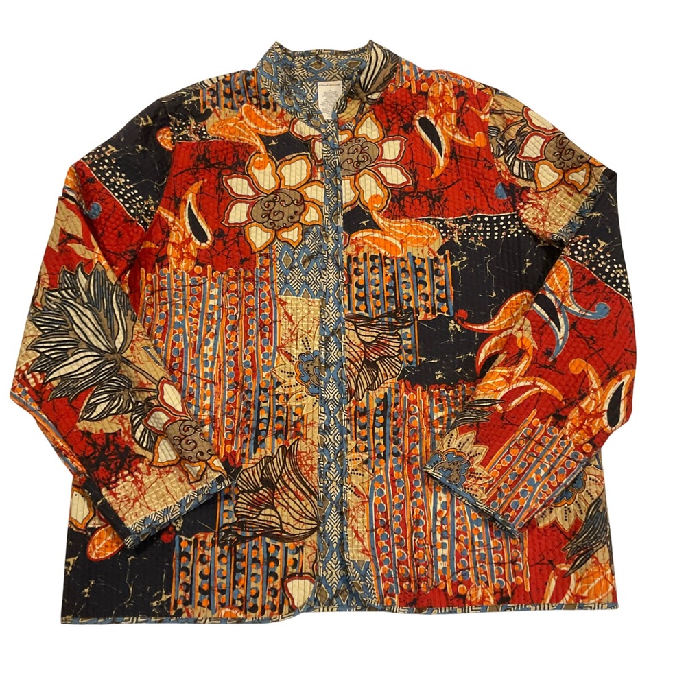 Alfred Dunner women's grandma reversible jacket quilted Boho print abstract XL